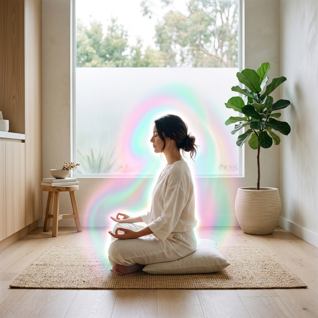 Glowing human aura bio-energy field
